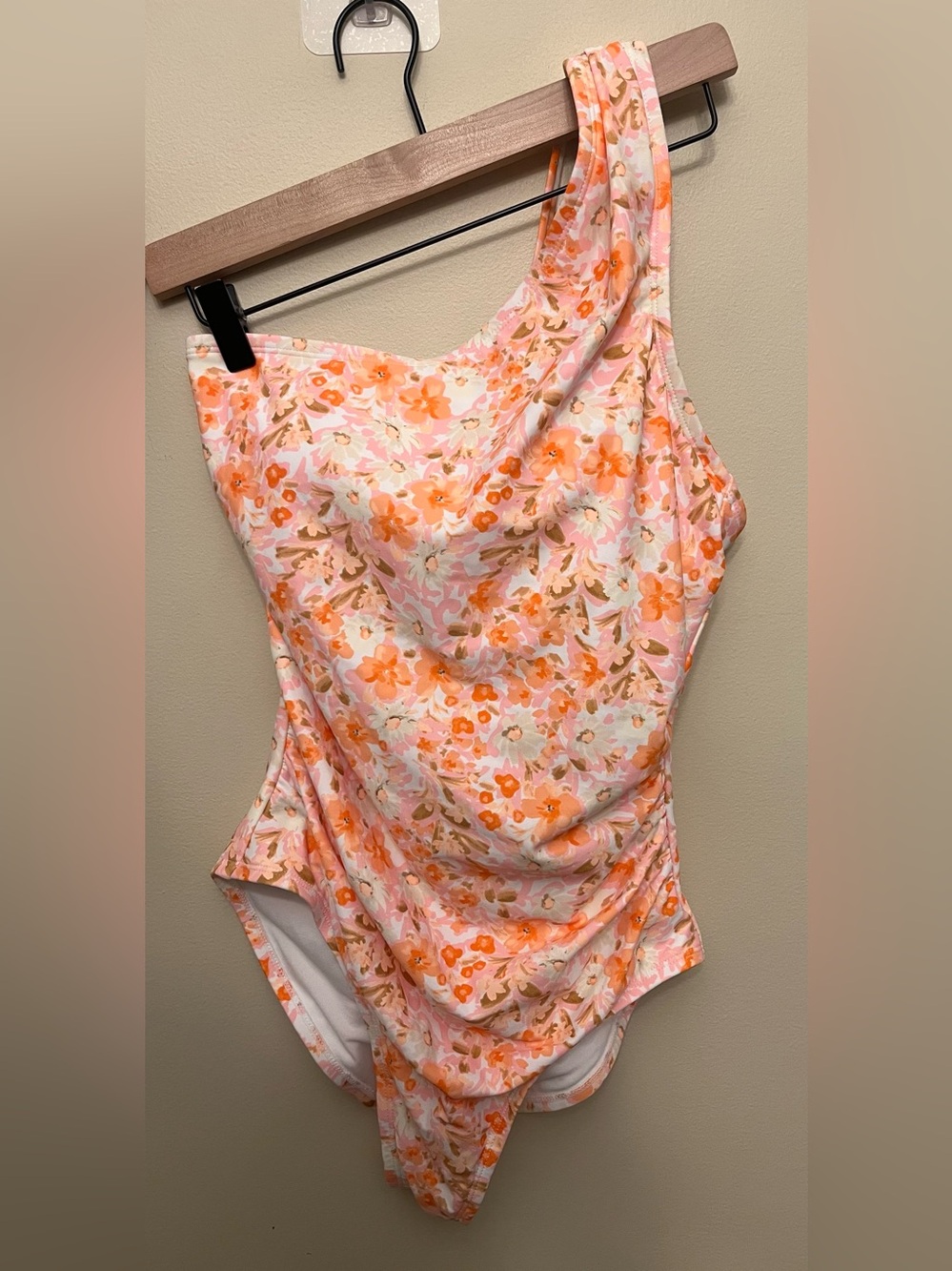NWT Kona Sol One-Shoulder High-Coverage Swimsuit One-Piece Women's Medium Floral